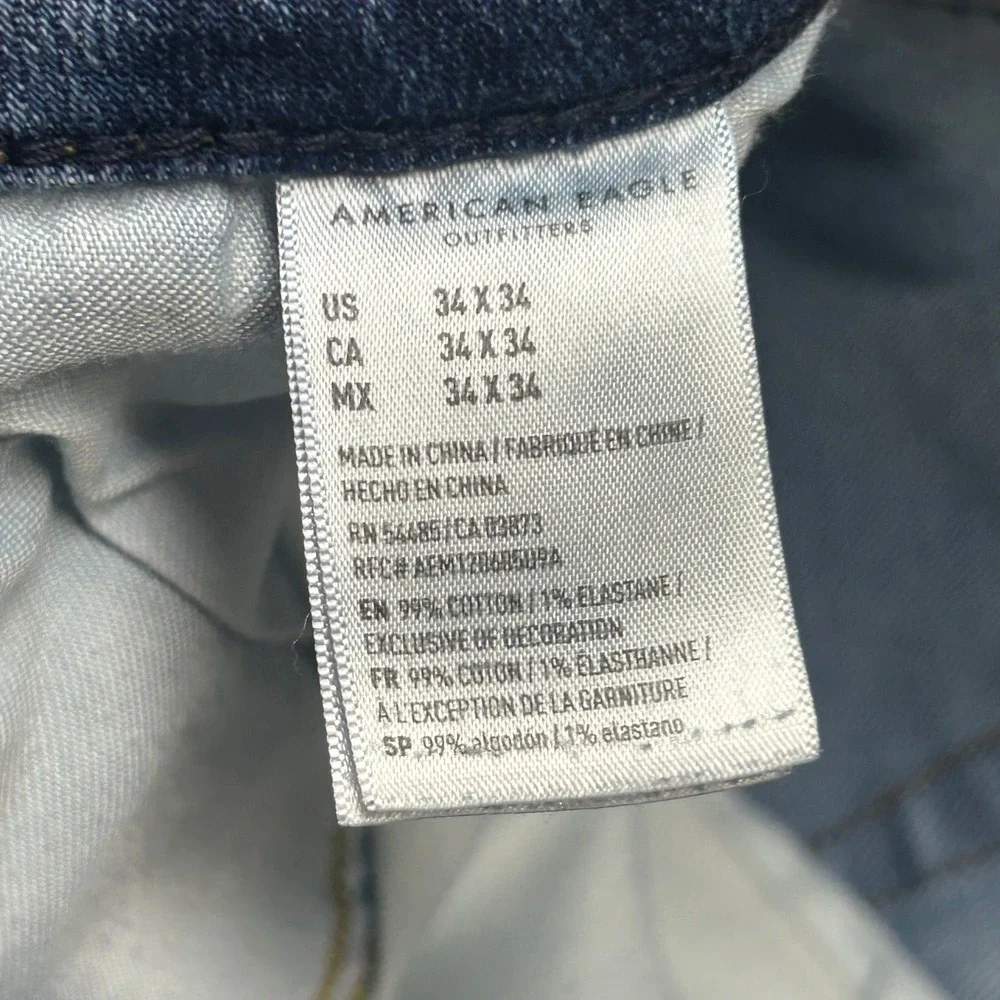 American Eagle Original Bootcut Jeans Blue Mens 34x34 Distressed Medium Wash